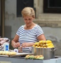 Zagreb / Corn And Peanuts Seller Royalty Free Stock Photo