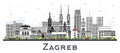 Zagreb Croatia City Skyline with Color Buildings isolated on white. Zagreb Cityscape with Landmarks. Business Travel and Tourism Royalty Free Stock Photo