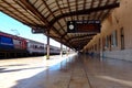 Classic European train station platform in diminishing perspective