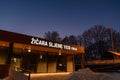 Night photo of closed cable car station at Sljeme near Zagreb, Croatia