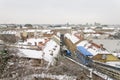 Funicular and Downtown Zagreb rooftops covered with snow 2888 Royalty Free Stock Photo