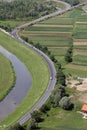 Aerial shot of highway A2 near Zagreb, Croatia