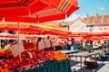 Dolac Market, fruits and vegetables stores in Zagreb, Croatia