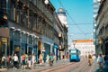 Ilica main shopping street and tram in Zagreb, Croatia