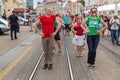 15th Zagreb pride. LGBTIQ activists dancing at the main square.