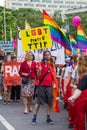 15th Zagreb pride. LGBTIQ activists holding pride banner.