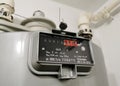 Close-up photo of domestic natural gas meter Royalty Free Stock Photo