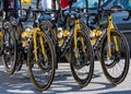 Professional road bicycles ready for riders before a race