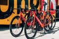 Professional road bicycles ready for riders before a race