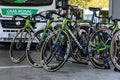 Professional road bicycles ready for riders before a race