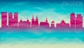 Zagreb Croatia. Skyline City Broken Glass Abstract Geometric Dynamic Textured. Banner Background. Colorful Shape Composition.