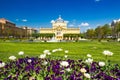 Zagreb, Croatia, in spring. Beautiful classic architecture, art pavilion in downtown park in sunny day Royalty Free Stock Photo