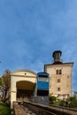 the shortest funicular in the world in downtown Zagreb connecting lower and upper town Royalty Free Stock Photo