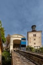 the shortest funicular in the world in downtown Zagreb connecting lower and upper town Royalty Free Stock Photo