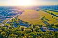 Zagreb Hippodrome and green cityscape aerial sunset view Royalty Free Stock Photo