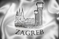 Zagreb illustration. Historic Zagreb towers black sketch view wit city name