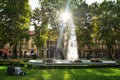 Zagreb park Zrinjevac with waterfall.