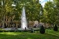 Zagreb park Zrinjevac with waterfall.