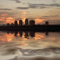 Zagreb skyline on river Sava