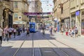 Zagreb streets on a weekday during the daytime in the summer. City of Zagreb is the capital of Croatia.