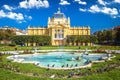 Zagreb. Tomislav square park and fountain springtime landscape view Royalty Free Stock Photo