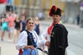 Zagreb Tourist Attraction / Cravat Regiment Member And His Fiancee