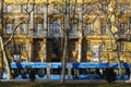 Zagreb tram in front of the Archeology Museum Royalty Free Stock Photo