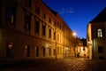 Zagreb Upper Town cobblestone street at dusk Royalty Free Stock Photo