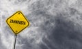 zahnpasta - yellow sign with cloudy background Royalty Free Stock Photo