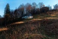 Zakarpattia landscape with old hut Ukraine Royalty Free Stock Photo