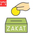 Zakat color line icon, happy ramadan and donate, donation vector icon, vector graphics, editable stroke filled outline