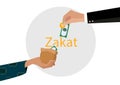 Zakat giving money to the poor islam concept religious tax charity