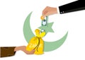 Zakat giving money to the poor islam concept religious tax charity