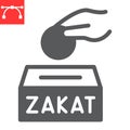 Zakat glyph icon, happy ramadan and donate, donation vector icon, vector graphics, editable stroke solid sign, eps 10.