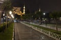 `Zakat increases and protects wealth` lettering hanging on Blue Mosque`s mahya in Istanbul,Turkey.