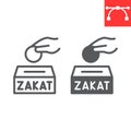 Zakat line and glyph icon, happy ramadan and donate, donation vector icon, vector graphics, editable stroke outline sign