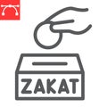 Zakat line icon, happy ramadan and donate, donation vector icon, vector graphics, editable stroke outline sign, eps 10.