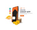 Zakat is a religious obligation, Zakat online is to make easy for muslim to pay Royalty Free Stock Photo