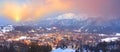 Zakopane at night in the light of the moon Royalty Free Stock Photo