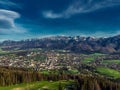 Zakopane Poland, Aerial panorama photography. Poland mountains Tatry