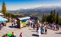 Tourist observe High Tatra mountains