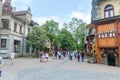 Unidentified tourists crowded on famous Krupowki street
