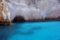 Zakynthos blue water and caves Royalty Free Stock Photo