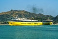 Zakynthos, Greece Mare di Levante and Fior Di Levante Ferries car passenger boats with distinctive colors and logo on a calm sea