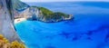 Zakynthos shipwreck beach. Navagio Bay panorama with no boats an Royalty Free Stock Photo