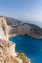 Zakynthos shipwreck beach. Navagio Bay panorama .Ship Wreck beach in summer. The most famous natural landmark of Zakynthos, Greek Royalty Free Stock Photo