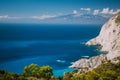 Zakynthos steep coastline, limestone cliffs on the western part of island. Greece