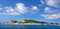 Zakynthos town harbor with boats on Zakynthos island in Greece Royalty Free Stock Photo