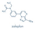 Zaleplon hypnotic drug molecule sleeping pill. Skeletal formula.