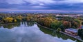 Autumn in the forest - lake, KrakÃÂ³w Zalew Nowohucki by drone